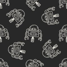 robot doodle seamless pattern background N131