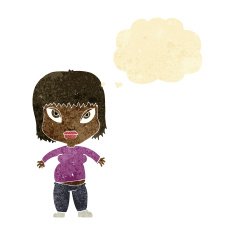 cartoon overweight woman with thought bubble N2