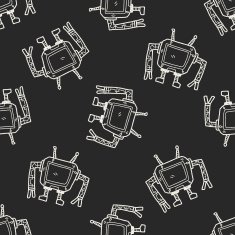 robot doodle seamless pattern background N132