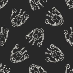 robot doodle seamless pattern background N133