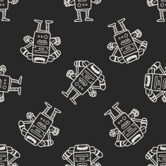 robot doodle seamless pattern background N134
