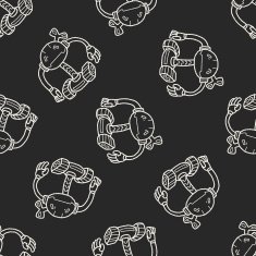 robot doodle seamless pattern background N135