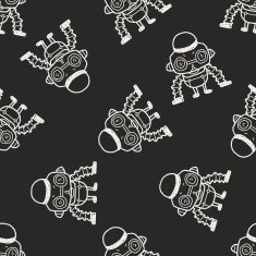 robot doodle seamless pattern background N136