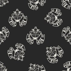 robot doodle seamless pattern background N138