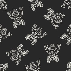 robot doodle seamless pattern background N139