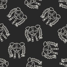 robot doodle seamless pattern background N140