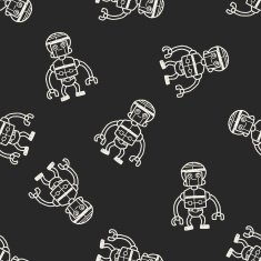 robot doodle seamless pattern background N143