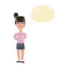 Cartoon Annoyed Woman With Thought Bubble N25