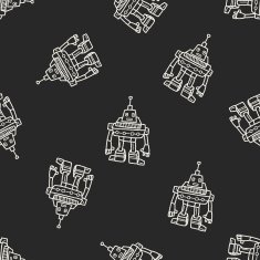 robot doodle seamless pattern background N148