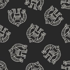 robot doodle seamless pattern background N149