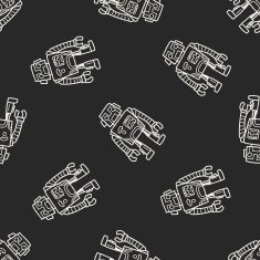 robot doodle seamless pattern background N150