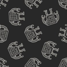 robot doodle seamless pattern background N151
