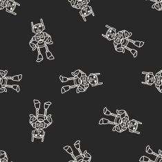 robot doodle seamless pattern background N152