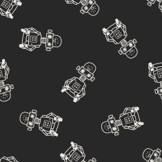 robot doodle seamless pattern background N153