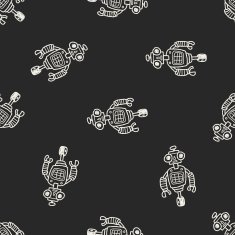robot doodle seamless pattern background N154