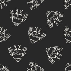 robot doodle seamless pattern background N155