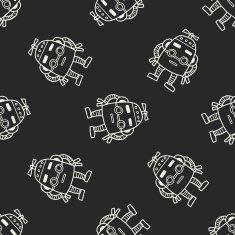 robot doodle seamless pattern background N156