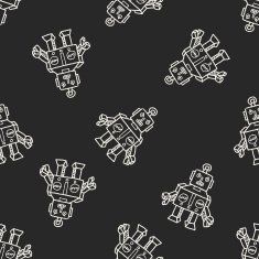 robot doodle seamless pattern background N157