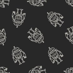 robot doodle seamless pattern background N158