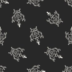 robot doodle seamless pattern background N159