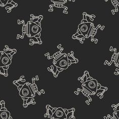 robot doodle seamless pattern background N161