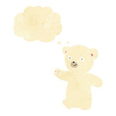 cartoon polar bear cub with thought bubble N12