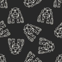 robot doodle seamless pattern background N162