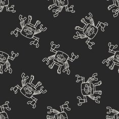 robot doodle seamless pattern background N163