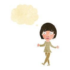 cartoon surprised woman with thought bubble N38