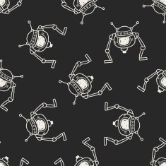 robot doodle seamless pattern background N164