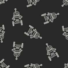 robot doodle seamless pattern background N165