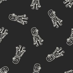 robot doodle seamless pattern background N166