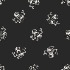 robot doodle seamless pattern background N167