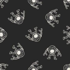 robot doodle seamless pattern background N168