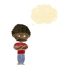 cartoon dad with folded arms thought bubble