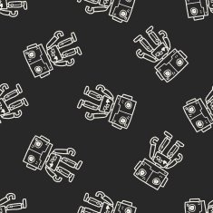 robot doodle seamless pattern background N169
