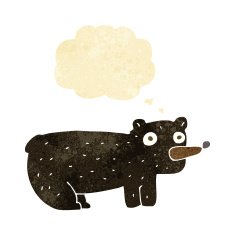 funny cartoon black bear with thought bubble N3