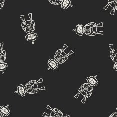 robot doodle seamless pattern background N172