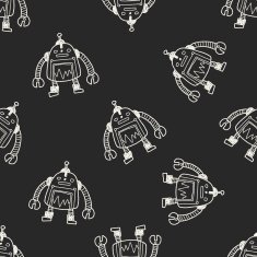 robot doodle seamless pattern background N173