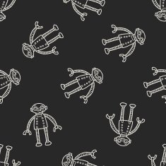 robot doodle seamless pattern background N174
