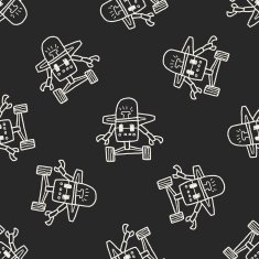 robot doodle seamless pattern background N175