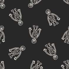 robot doodle seamless pattern background N176