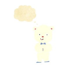 cartoon teddy polar bear with thought bubble N2