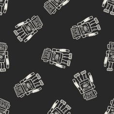 robot doodle seamless pattern background N177