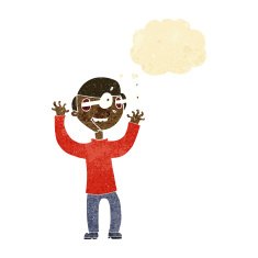 cartoon man with popping out eyes thought bubble N5
