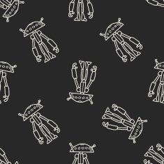 robot doodle seamless pattern background N178