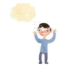 cartoon man with popping out eyes thought bubble N6
