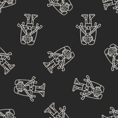 robot doodle seamless pattern background N179
