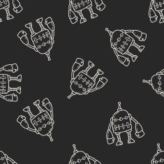 robot doodle seamless pattern background N180