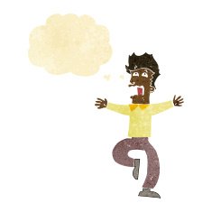 cartoon terrified man with thought bubble N26
